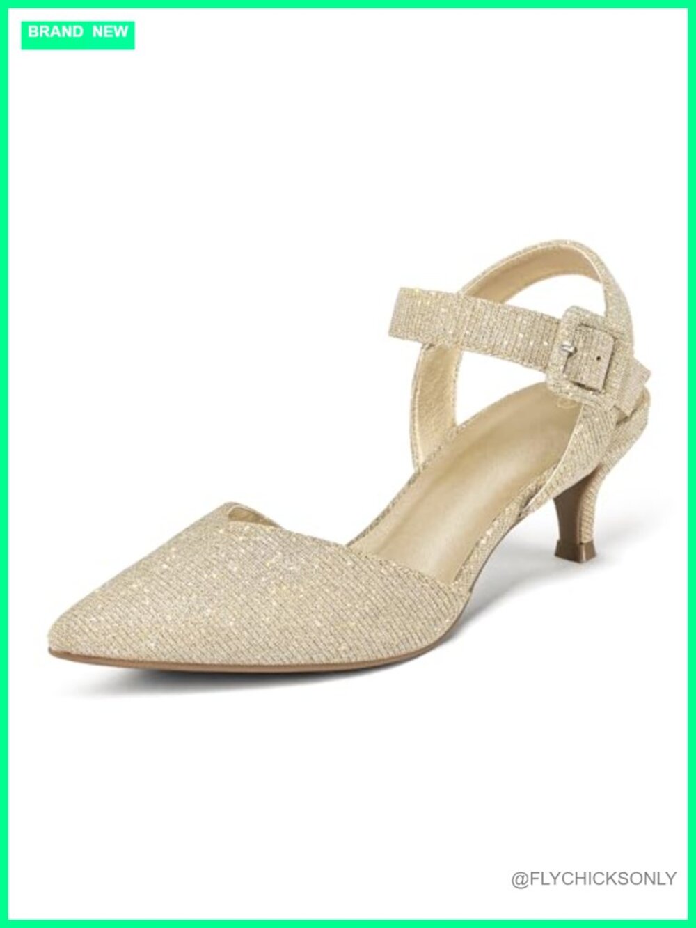 Women's Kitten Heel Pumps Pointed Toe Ankle Strap Wedding Dress Shoes